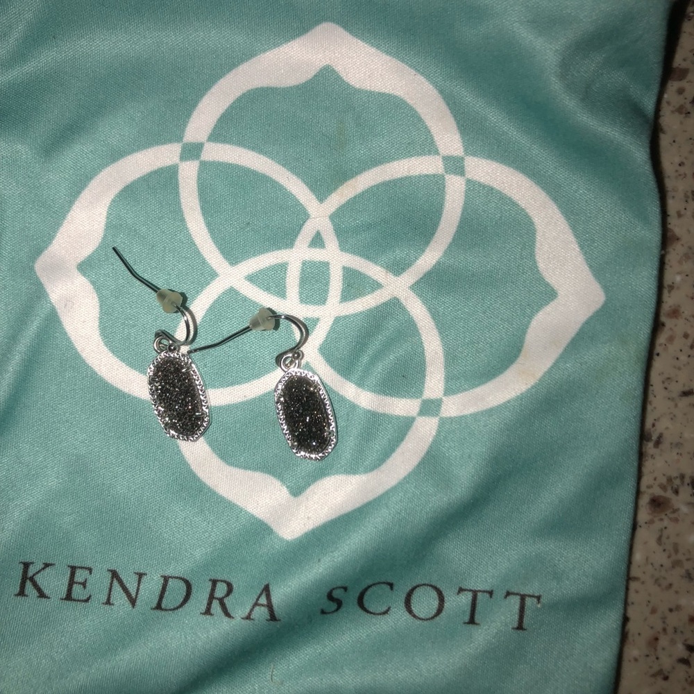 Kendra Scott Lee Silver Earrings in Platinum Drusy